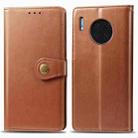 For Huawei Mate 30 Pro Retro Solid Color Leather Buckle Mobile Phone Protection Leather Case with Photo Frame & Card Slot & Wallet & Bracket Function(Brown) - 1