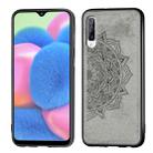 For Galaxy A30s Embossed Mandala pattern PC + TPU + Fabric Phone Case with Lanyard & Magnetic(Gray) - 1