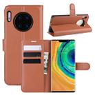 For Huawei Mate 30 Pro Litchi Texture Horizontal Flip Leather Case with Wallet & Holder & Card Slots(Brown) - 1