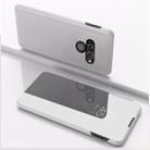 For LG Q60 Plating Mirror Left and Right Flip Cover with Bracket Holster(Silver) - 1