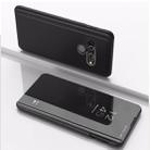 For LG K50 Plating Mirror Left and Right Flip Cover with Bracket Holster(Black) - 1