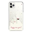 For iPhone 11 Pro Max Trendy Cute Christmas Patterned Case Clear TPU Cover Phone Cases(Three White rabbits) - 1