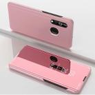 For Galaxy A10s Plated Mirror Horizontal Flip Leather Case with Holder(Rose Gold) - 1