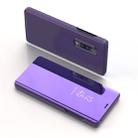 For Galaxy A90 5G Electroplating Mirror Horizontal Flip PU Leather Case with Holder(Purple Blue) - 1