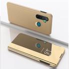 For OPPO Realme 5 Plated Mirror Horizontal Flip Leather with Stand Mobile Phone Holster(Gold) - 1