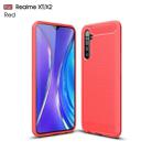 For Realme XT Brushed Texture Carbon Fiber TPU Case(Red) - 1