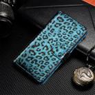 For iPhone 11 Pro Leopard Flip Stand Mobile Phone Casewith Lanyard Card Slot Photo Frame(Blue) - 1