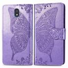 For LG K30 2019  Butterfly Love Flower Embossed Horizontal Flip Leather Case with Bracket Lanyard Card Slot Wallet(Light Purple) - 1