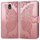 For LG K30 2019  Butterfly Love Flower Embossed Horizontal Flip Leather Case with Bracket Lanyard Card Slot Wallet(Rose Gold) - 1