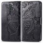 For OPPO A5 (2020) / A9 (2020) Butterfly Love Flower Embossed Horizontal Flip Leather Case with Bracket Lanyard Card Slot Wallet(Black) - 1