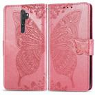 For OPPO A5 (2020) / A9 (2020) Butterfly Love Flower Embossed Horizontal Flip Leather Case with Bracket Lanyard Card Slot Wallet(Pink) - 1