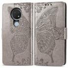 For Nokia 6.2 / 7.2 Butterfly Love Flower Embossed Horizontal Flip Leather Case with Bracket Lanyard Card Slot Wallet(Gray) - 1