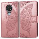 For Nokia 6.2 / 7.2 Butterfly Love Flower Embossed Horizontal Flip Leather Case with Bracket Lanyard Card Slot Wallet(Rose Gold) - 1
