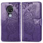 For Nokia 6.2 / 7.2 Butterfly Love Flower Embossed Horizontal Flip Leather Case with Bracket Lanyard Card Slot Wallet(Dark Purple) - 1