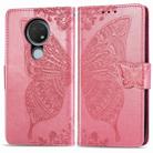 For Nokia 6.2 / 7.2 Butterfly Love Flower Embossed Horizontal Flip Leather Case with Bracket Lanyard Card Slot Wallet(Pink) - 1