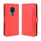 For Nokia 7.2 / 6.2 Wallet Style Skin Feel Calf Pattern Leather Case ，with Separate Card Slot(Red) - 1