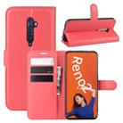 For OPPO RENO2   Litchi Texture Horizontal Flip Leather Case with Wallet & Holder & Card Slots(Red) - 1