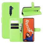 For OPPO RENO2   Litchi Texture Horizontal Flip Leather Case with Wallet & Holder & Card Slots(Green) - 1