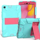 For Galaxy Tab A8.0 2019 / T290 Shockproof Two-Color Silicone Protection Case with Holder(TeaL+Hot Pink) - 1