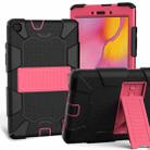 For Galaxy Tab A8.0 2019 / T290 Shockproof Two-Color Silicone Protection Case with Holder(Black+Hot Pink) - 1