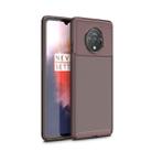 For One Plus 7T Carbon Fiber Texture Shockproof TPU Case(Brown) - 1