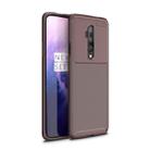 For One Plus 7T Pro Carbon Fiber Texture Shockproof TPU Case(Brown) - 1