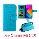 For Xiaomi MI CC9 Crazy Horse Texture Horizontal Flip Leather Case with Holder & Card Slots & Wallet & Photo Frame(Baby Blue) - 1