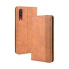 For Galaxy A70s  Magnetic Buckle Retro Crazy Horse Texture Horizontal Flip Leather Case  , with Holder & Card Slots & Photo Frame(Brown) - 1