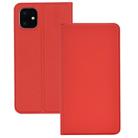 For iPhone 11  Ultra-thin Voltage Plain Magnetic Suction Card TPU+PU Mobile Phone Jacket with Chuck and Bracket(Red) - 1
