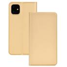 For iPhone 11 Pro Max Ultra-thin Voltage Plain Magnetic Suction Card TPU+PU Mobile Phone Jacket with Chuck and Bracket(Gold) - 1