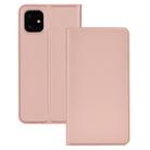 For iPhone 11 Pro Max Ultra-thin Voltage Plain Magnetic Suction Card TPU+PU Mobile Phone Jacket with Chuck and Bracket(Rose Gold) - 1