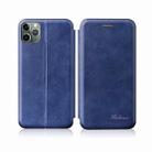 For iPhone 11 Integrated Electricity Pressing Retro Texture Magnetic TPU+PU Leather Case with Card Slot & Holder(Blue) - 1