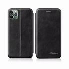 For iPhone 11 Integrated Electricity Pressing Retro Texture Magnetic TPU+PU Leather Case with Card Slot & Holder(Black) - 1