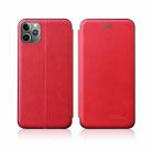 For iPhone 11 Integrated Electricity Pressing Retro Texture Magnetic TPU+PU Leather Case with Card Slot & Holder(Red) - 1