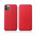 For iPhone 11 Pro Max Integrated Electricity Pressing Retro Texture Magnetic TPU+PU Leather Case with Card Slot & Holder(Red) - 1