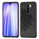 For Xiaomi Redmi Note 8 Pro Embossed Mandala Pattern PC + TPU + Fabric Phone Case with Lanyard & Magnetic(Black) - 1