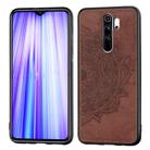 For Xiaomi Redmi Note 8 Pro Embossed Mandala Pattern PC + TPU + Fabric Phone Case with Lanyard & Magnetic(Brown) - 1