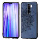 For Xiaomi Redmi Note 8 Pro Embossed Mandala Pattern PC + TPU + Fabric Phone Case with Lanyard & Magnetic(Blue) - 1