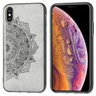 For iPhone XS Max Embossed Mandala Pattern PC + TPU + Fabric Phone Case with Lanyard & Magnetic(Gray) - 1