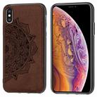 For iPhone XS Max Embossed Mandala Pattern PC + TPU + Fabric Phone Case with Lanyard & Magnetic(Brown) - 1