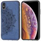 For iPhone XS Max Embossed Mandala Pattern PC + TPU + Fabric Phone Case with Lanyard & Magnetic(Blue) - 1