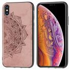For iPhone XS Max Embossed Mandala Pattern PC + TPU + Fabric Phone Case with Lanyard & Magnetic(Rose Gold) - 1
