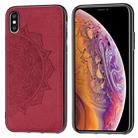 For iPhone XS & X Embossed Mandala Pattern PC + TPU + Fabric Phone Case with Lanyard & Magnetic(Red) - 1
