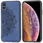 For iPhone XS & X Embossed Mandala Pattern PC + TPU + Fabric Phone Case with Lanyard & Magnetic(Blue) - 1