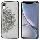 For iPhone XR Embossed Mandala Pattern PC + TPU + Fabric Phone Case with Lanyard & Magnetic(Gray) - 1