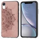 For iPhone XR Embossed Mandala Pattern PC + TPU + Fabric Phone Case with Lanyard & Magnetic(Rose Gold) - 1