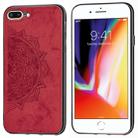 For iPhone 8 Plus & 7 Plus Embossed Mandala Pattern PC + TPU + Fabric Phone Case with Lanyard & Magnetic(Red) - 1