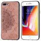 For iPhone 8 Plus & 7 Plus Embossed Mandala Pattern PC + TPU + Fabric Phone Case with Lanyard & Magnetic(Rose Gold) - 1