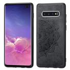 For Galaxy S10+ Embossed Mandala Pattern PC + TPU + Fabric Phone Case with Lanyard & Magnetic(Black) - 1