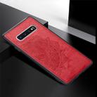 For Galaxy S10+ Embossed Mandala Pattern PC + TPU + Fabric Phone Case with Lanyard & Magnetic(Red) - 2